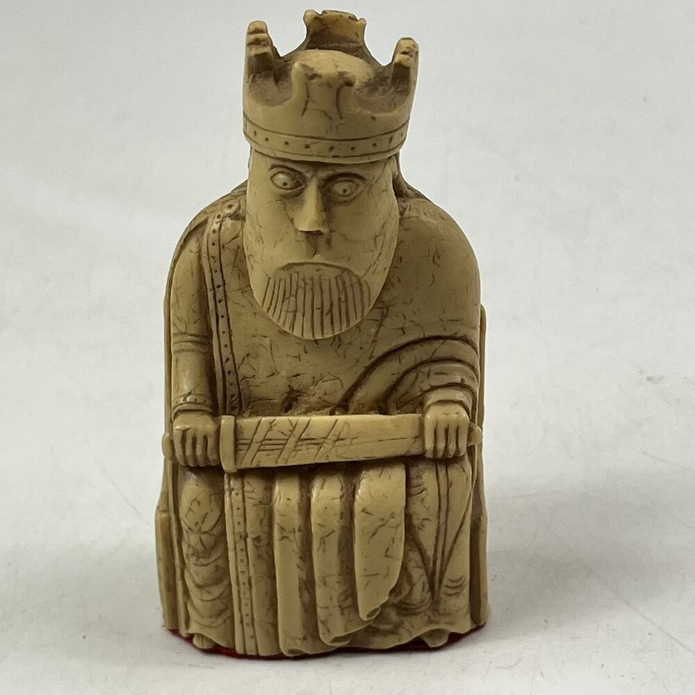 Lewis Chessmen King Chess Piece Replica" Inch Vintage Medieval Norse Figurine